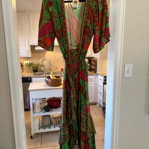 FARM Rio Asymmetrical Dress in Green and Red